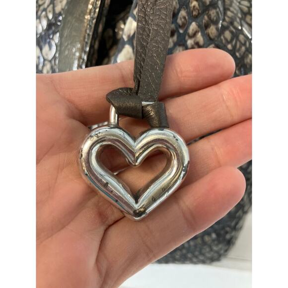 BRIGHTON, LARGE METALIC ANIMAL PRINT SHOULDER BAG WITH CHARM - Picture 5 of 16